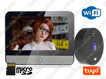 Дверной видеоглазок с монитором Tuya Wi-Fi HDcom DW6-Tuya с записью на SD карту и датчиком движения